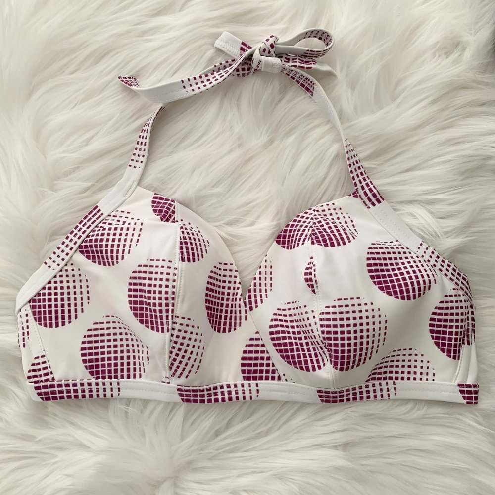 NWT Freya Lingerie - Purple & white halter bikini top, padded, 34D